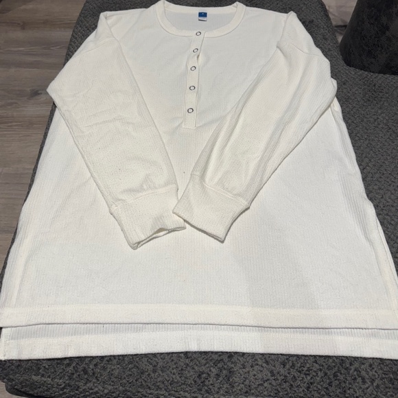 Cozy White Quarter Button Down - Picture 1 of 7